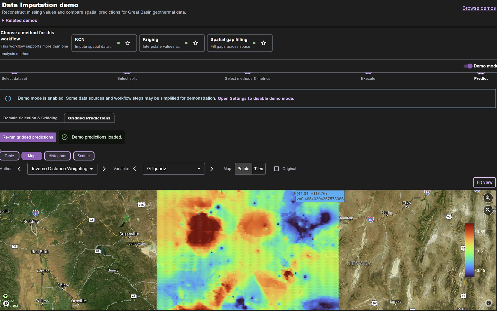 Data Imputation demo screenshot