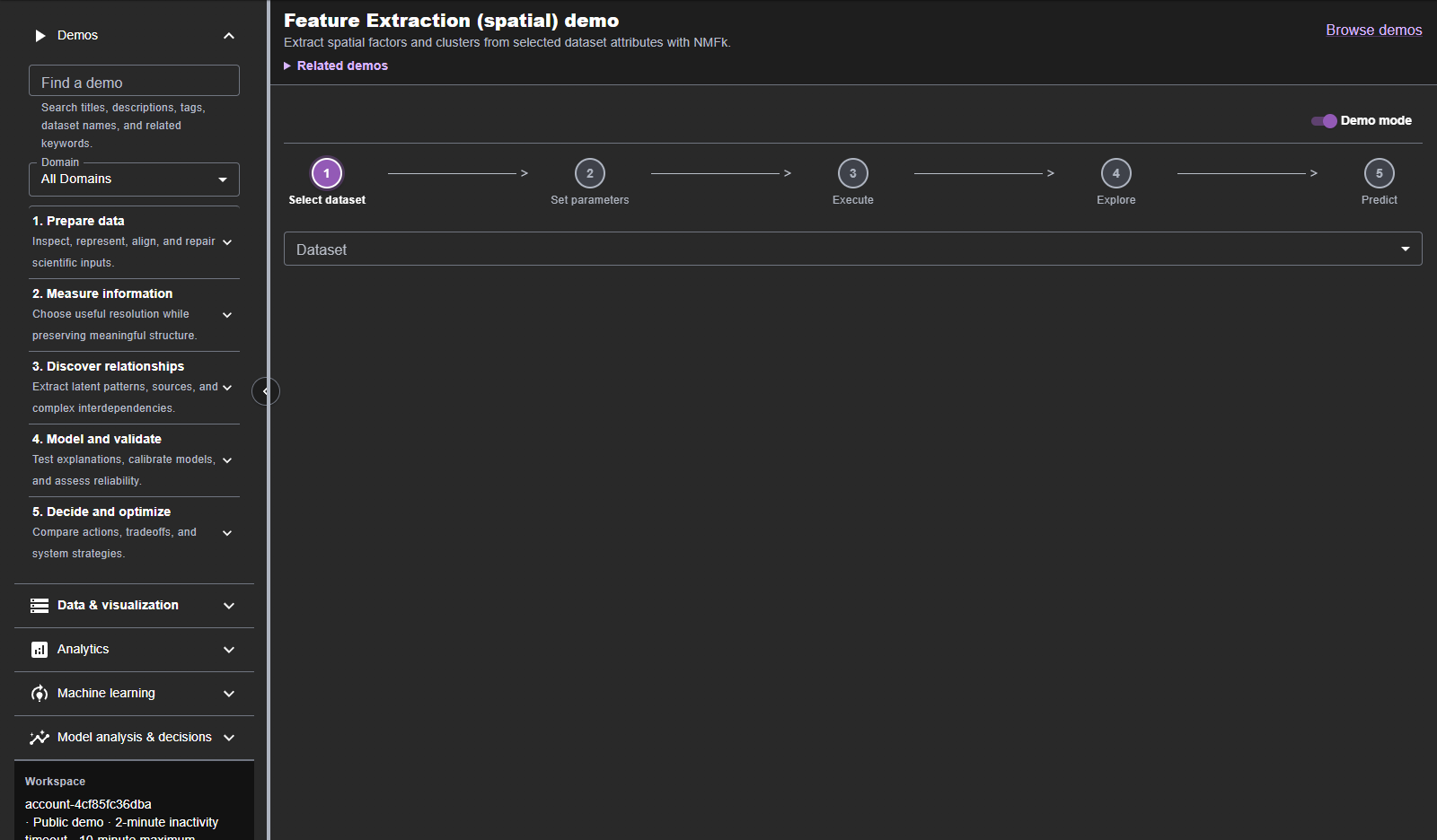 Feature Extraction (spatial) demo screenshot