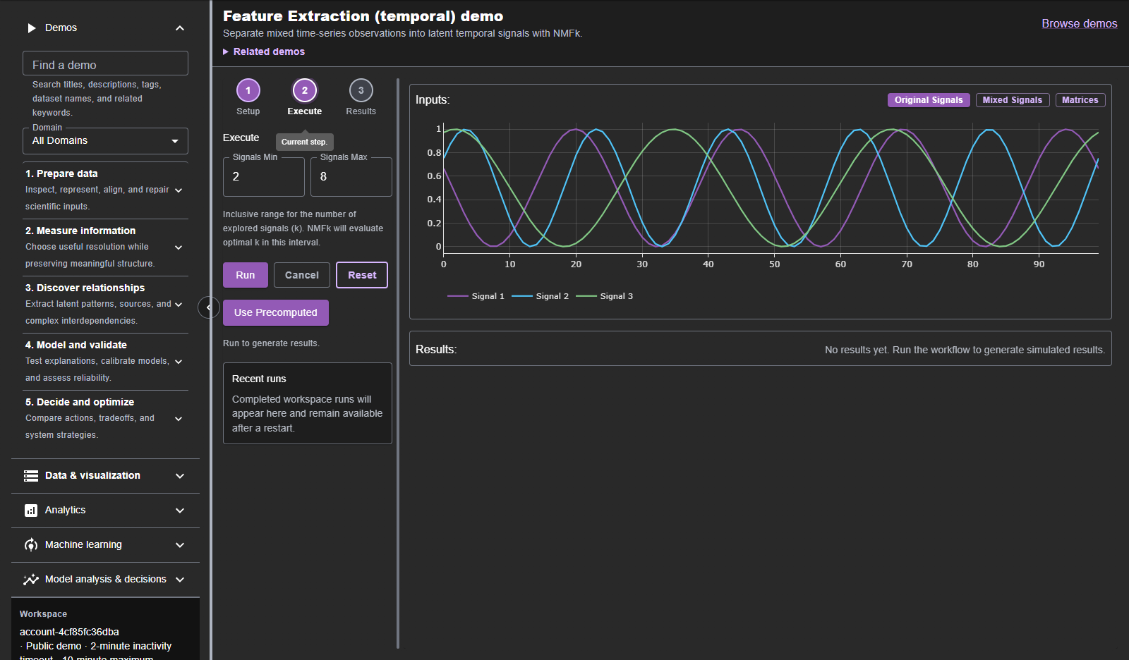 Feature Extraction (temporal) demo screenshot